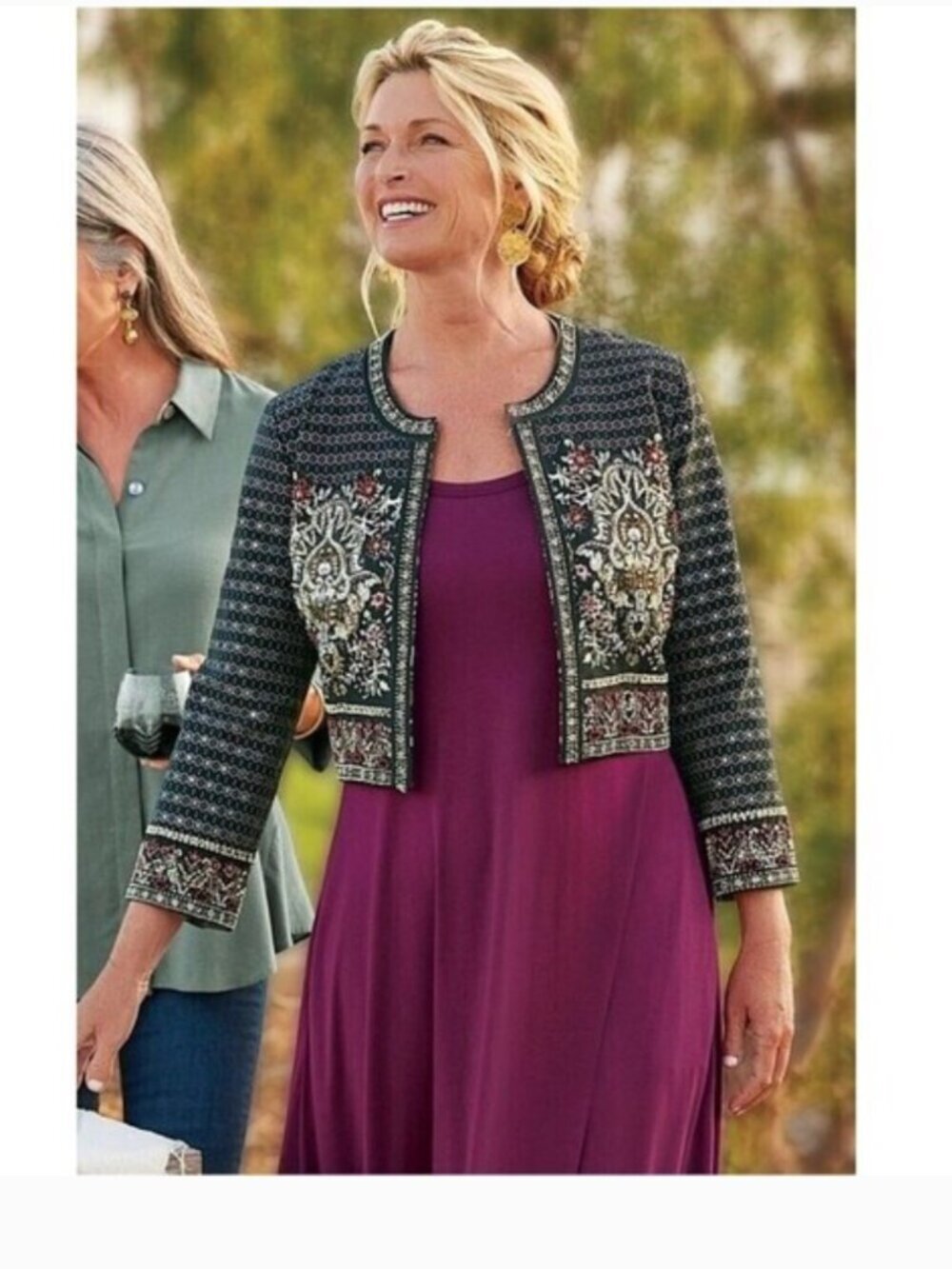 Soft Surroundings Mandala Bolero Cropped Jacket Beaded Sequins Plus Size 1X